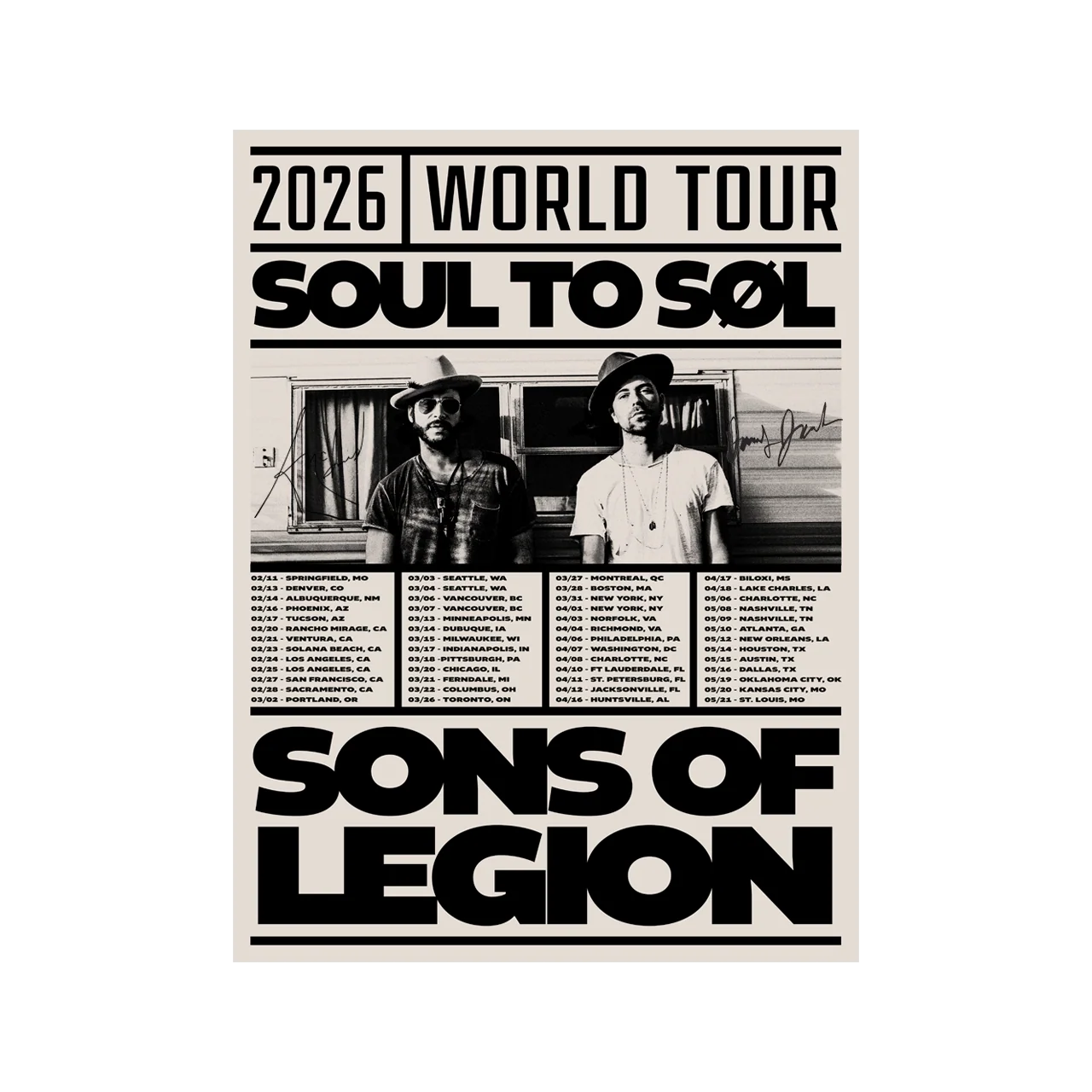 Sons of Legion 2026 concert poster